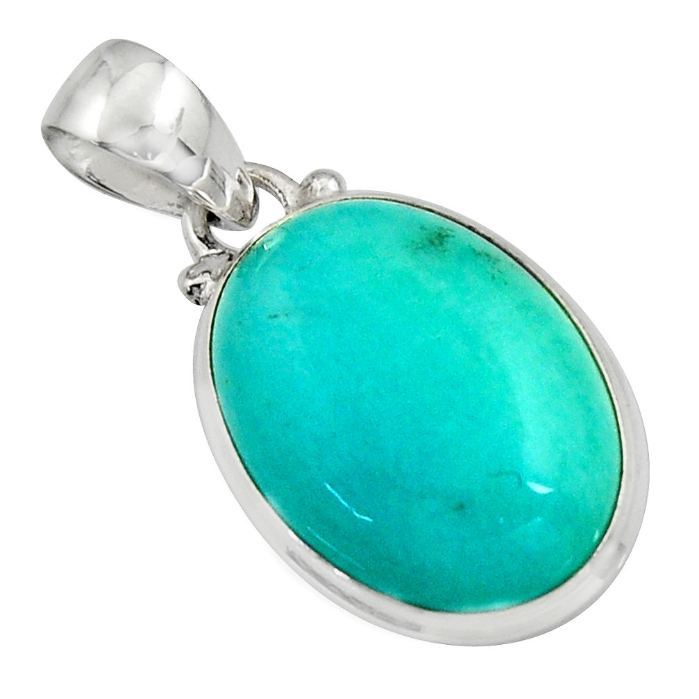 925 sterling silver 14.10cts natural green peruvian amazonite pendant r16499