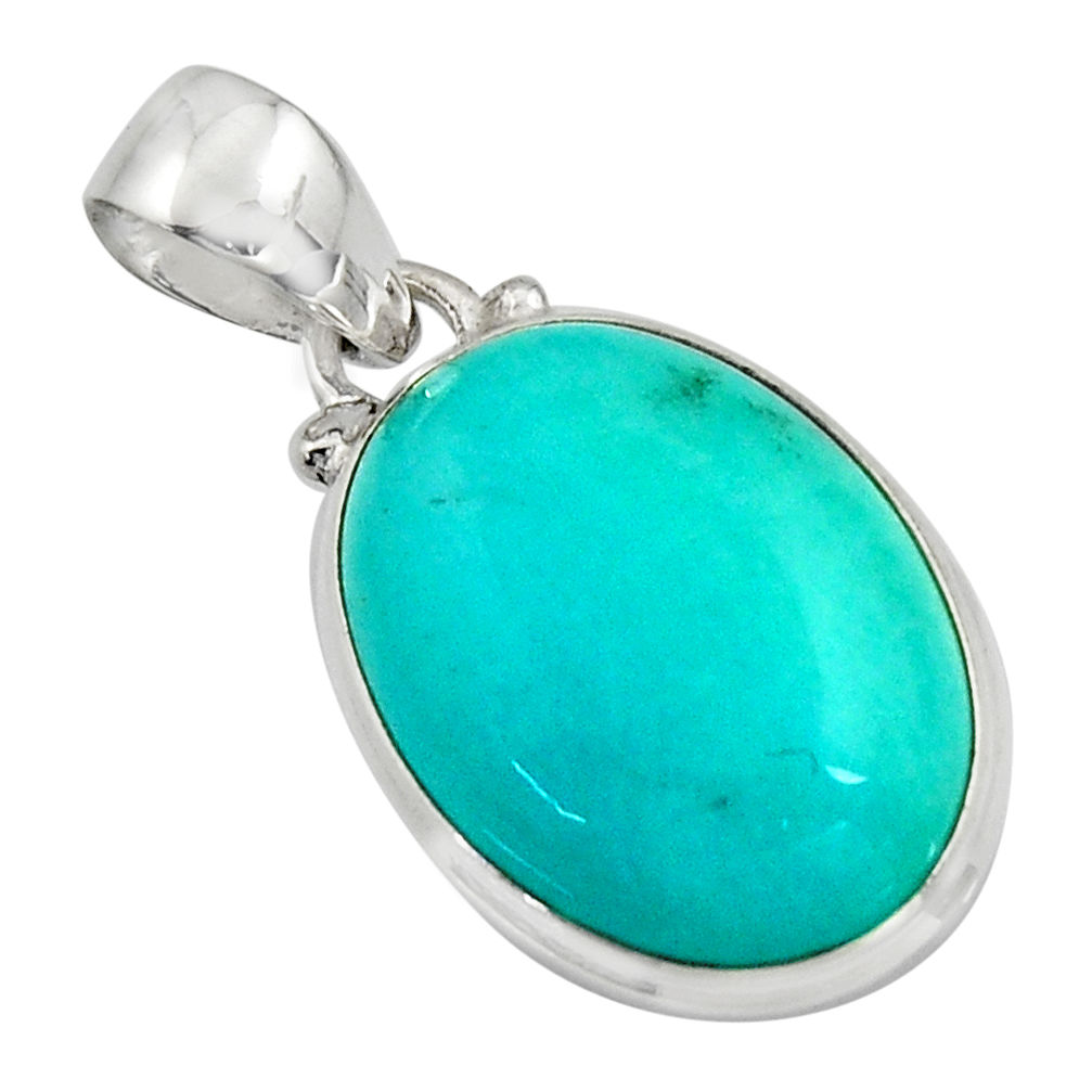 14.55cts natural green peruvian amazonite 925 sterling silver pendant r16500