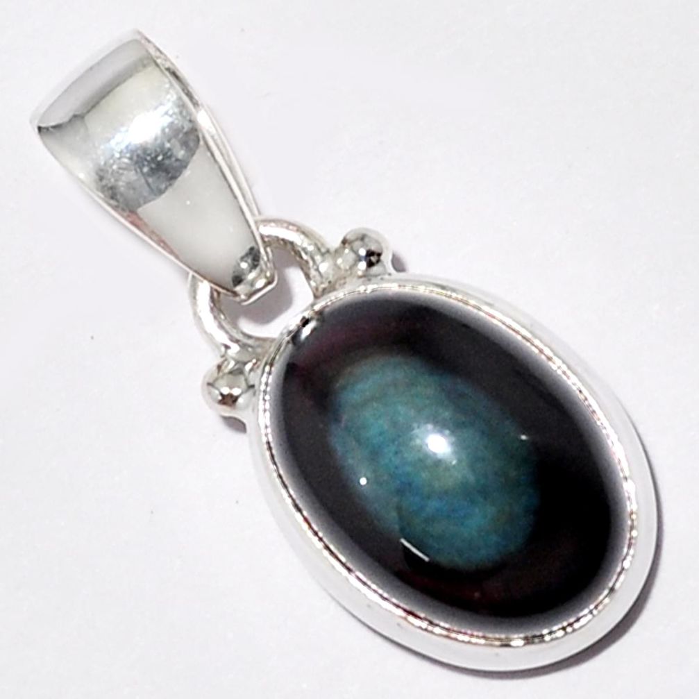 6.26cts natural rainbow obsidian eye 925 sterling silver pendant jewelry r16521