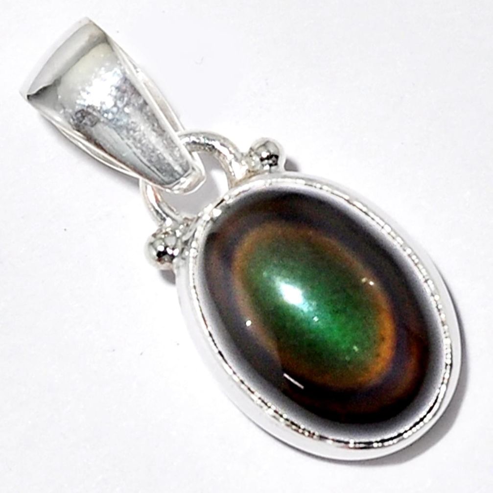 5.92cts natural rainbow obsidian eye 925 sterling silver pendant jewelry r16525