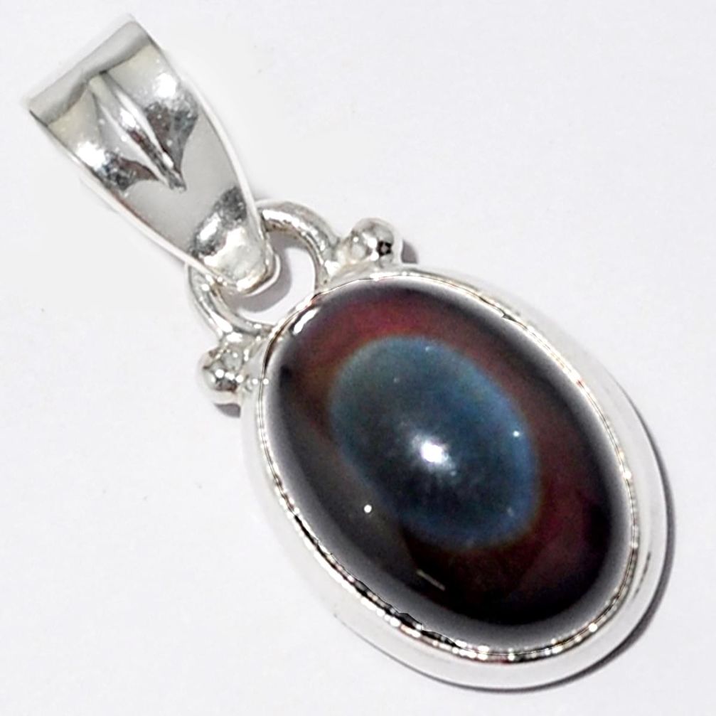 5.54cts natural rainbow obsidian eye 925 sterling silver pendant jewelry r16528