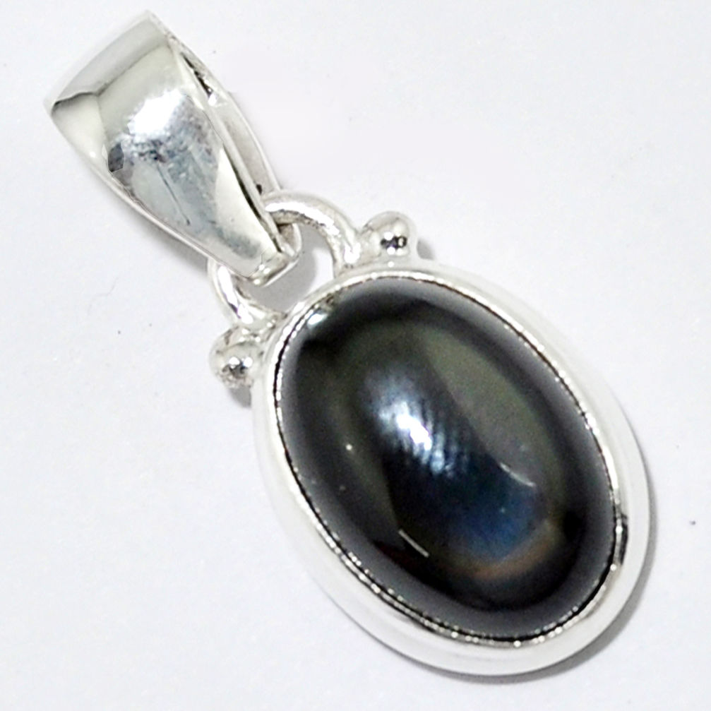 925 sterling silver 5.54cts natural rainbow obsidian eye pendant jewelry r16539