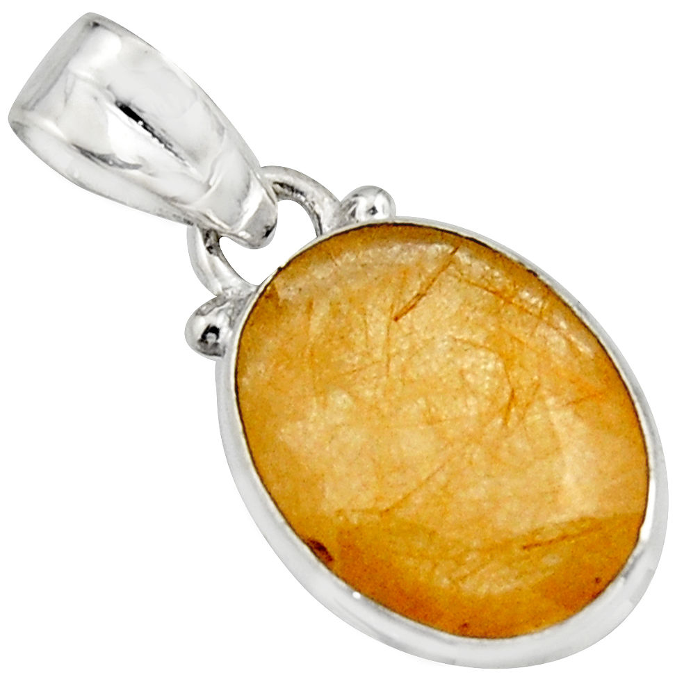 925 sterling silver 10.08cts natural golden rutile pendant jewelry r16549