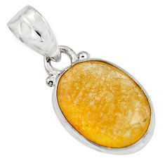9.18cts natural golden rutile 925 sterling silver pendant jewelry r16550