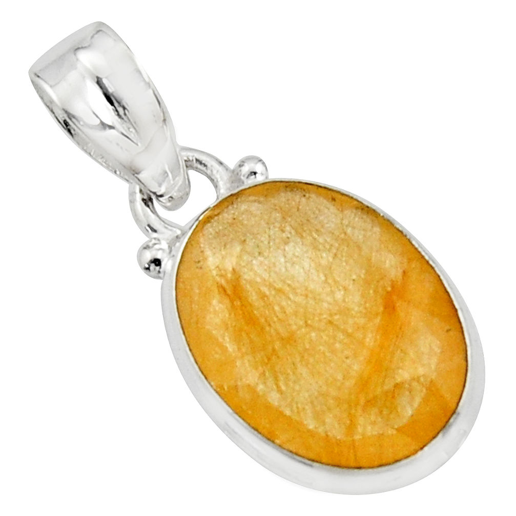 10.08cts natural golden rutile 925 sterling silver pendant jewelry r16558