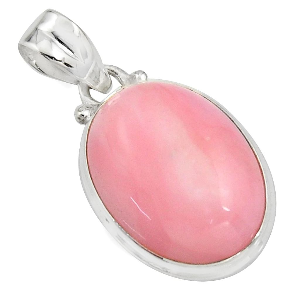 925 sterling silver 12.58cts natural pink opal oval pendant jewelry r16570