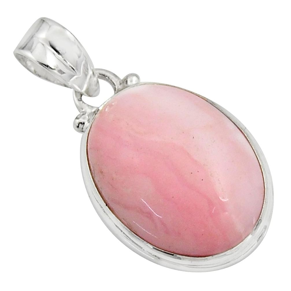 925 sterling silver 14.23cts natural pink opal oval pendant jewelry r16576