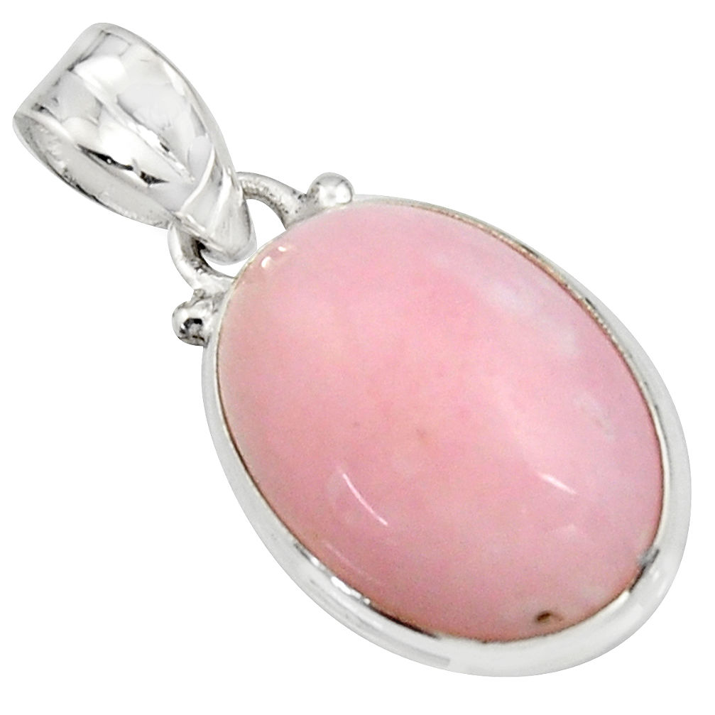 925 sterling silver 11.73cts natural pink opal oval shape pendant jewelry r16579