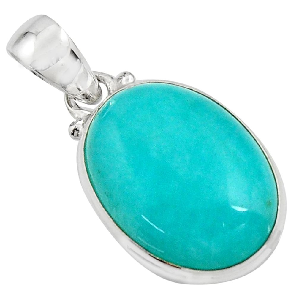 925 sterling silver 14.23cts natural green peruvian amazonite pendant r16596