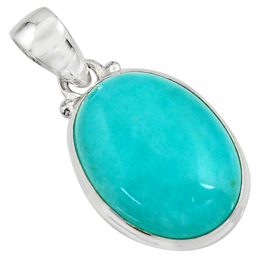 14.72cts natural green peruvian amazonite 925 sterling silver pendant r16597