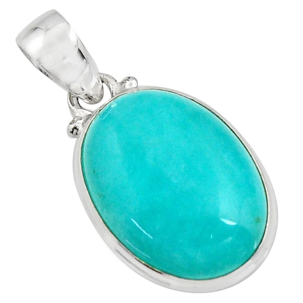 14.23cts natural green peruvian amazonite 925 sterling silver pendant r16598