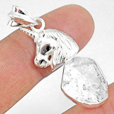 10.23cts natural white herkimer diamond 925 sterling silver horse pendant r69698