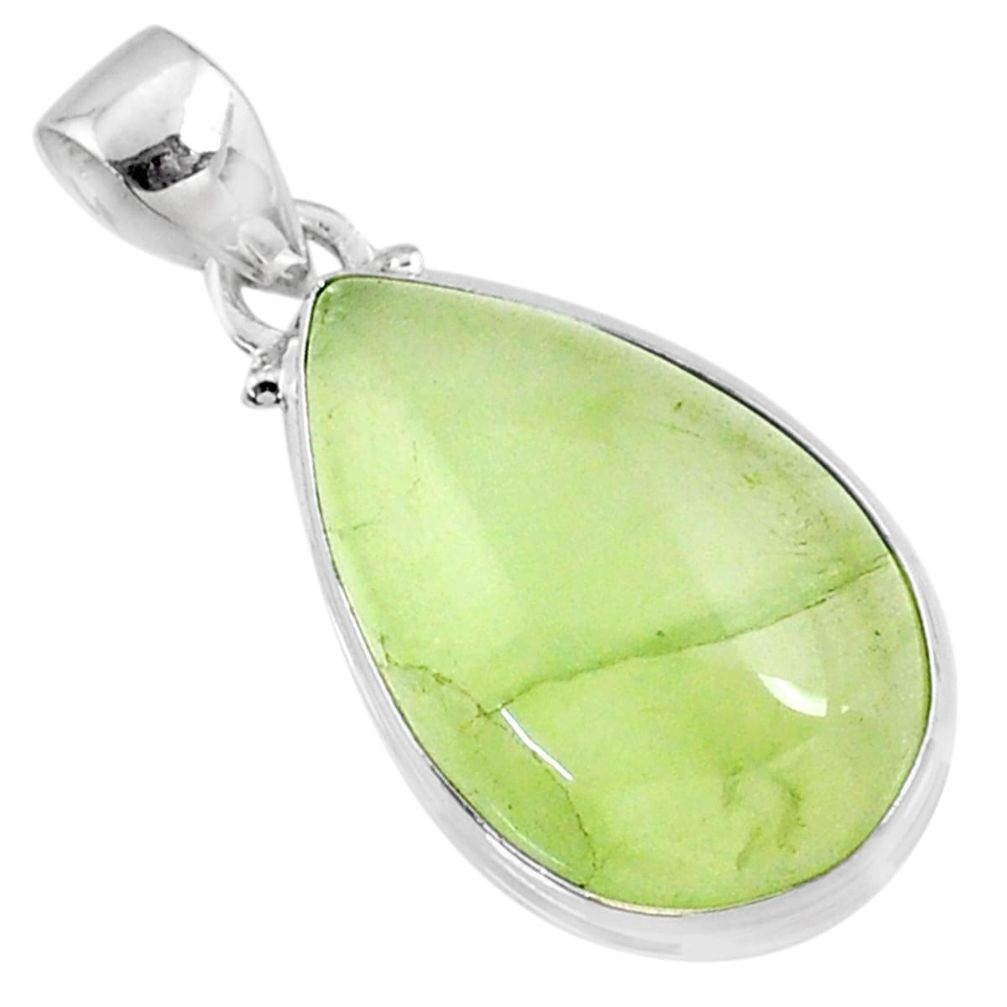 18.15cts natural green prehnite 925 sterling silver pendant jewelry r70390