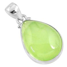 925 sterling silver 19.07cts natural green prehnite pear shape pendant r70398