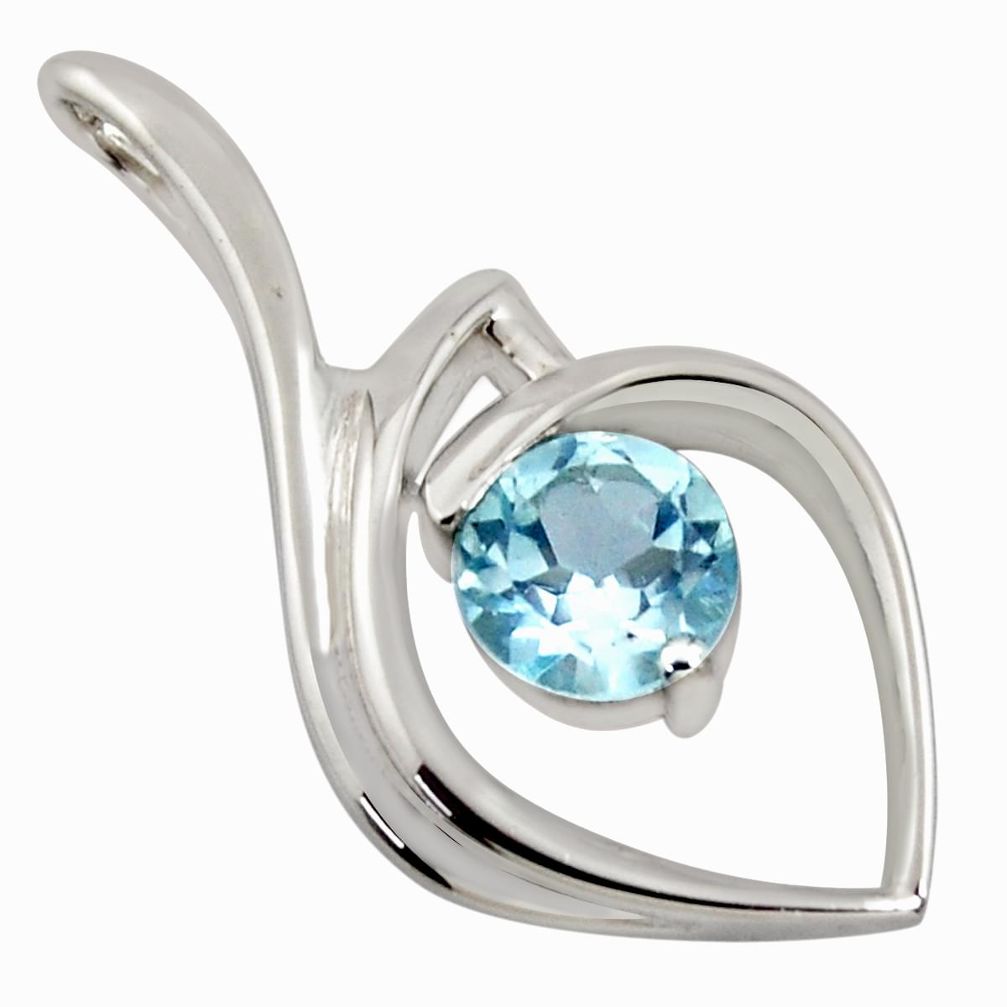 2.95cts natural blue topaz 925 sterling silver pendant jewelry r7170