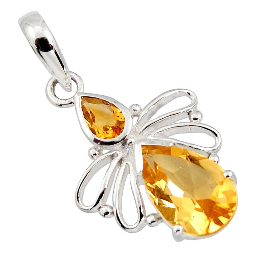 925 sterling silver 5.80cts natural yellow citrine pendant jewelry r7185