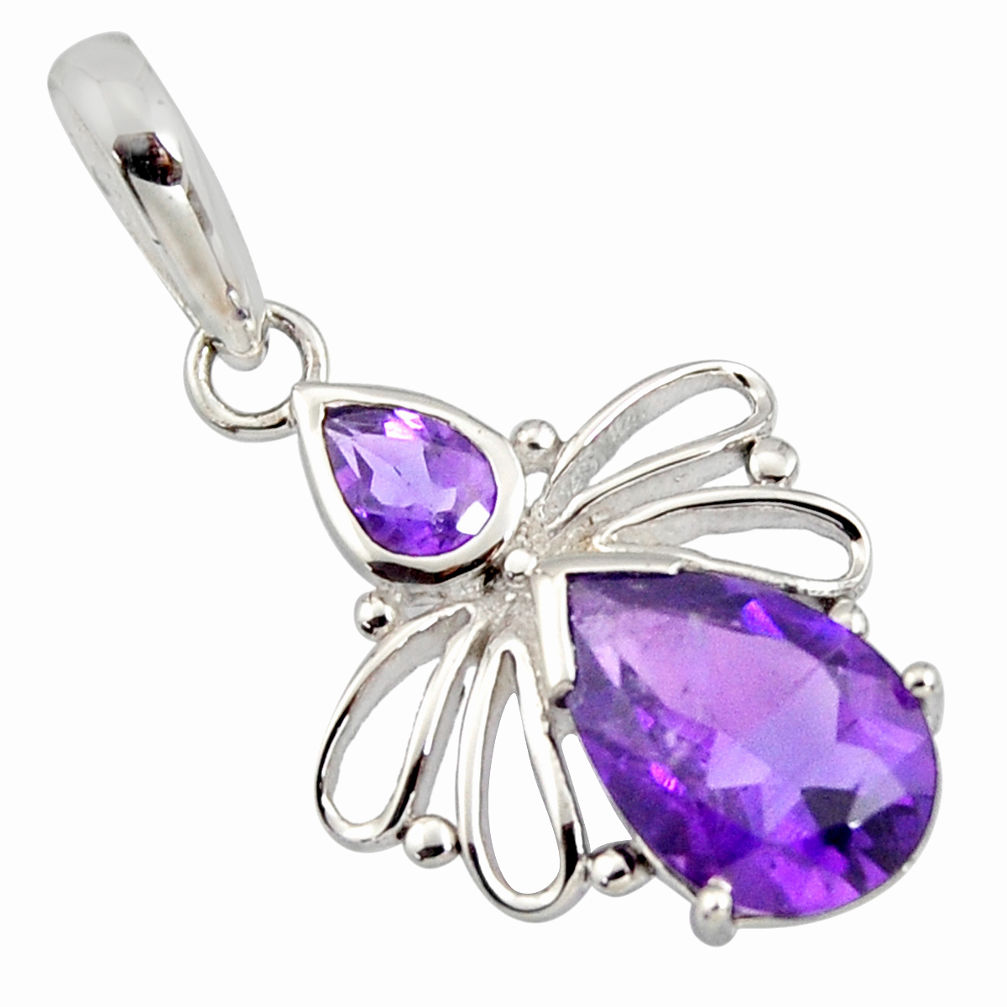 5.54cts natural purple amethyst 925 sterling silver pendant jewelry r7187
