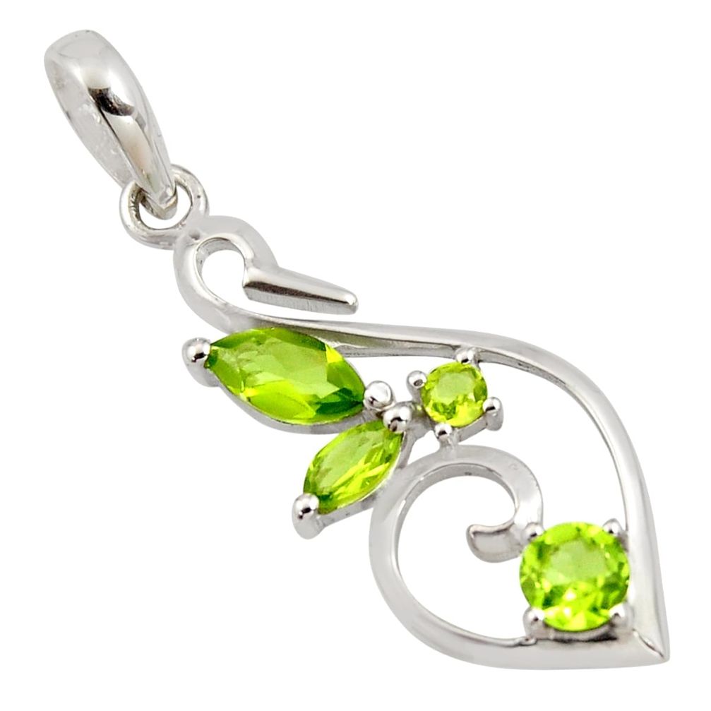 3.59cts natural green peridot 925 sterling silver pendant jewelry r7191