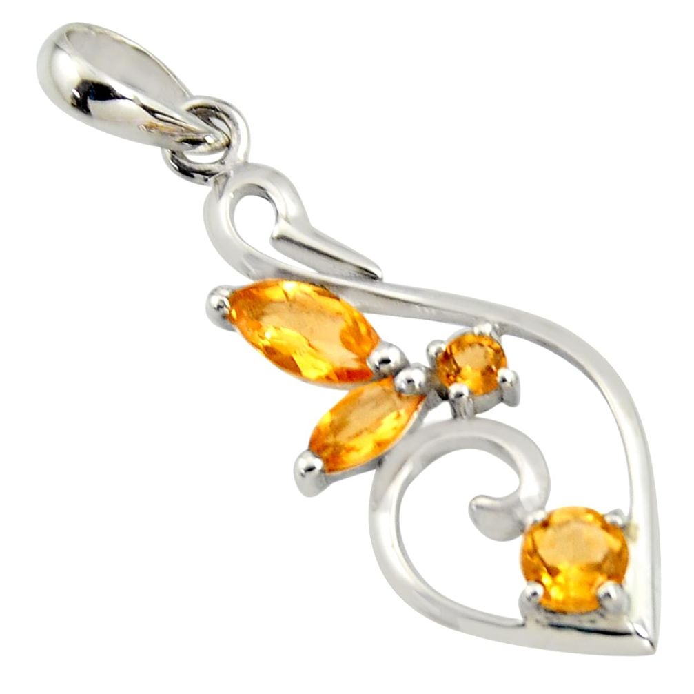 3.38cts natural yellow citrine 925 sterling silver pendant jewelry r7196