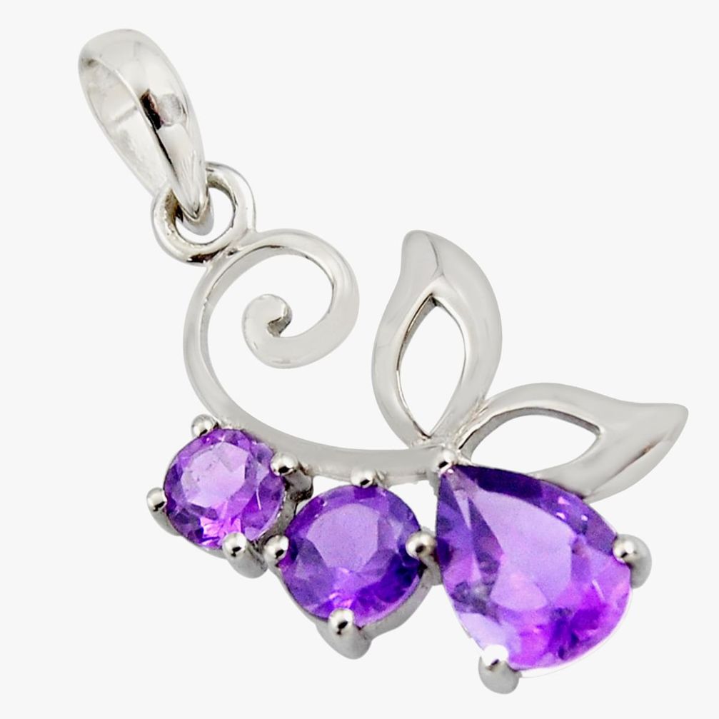 4.53cts natural purple amethyst 925 sterling silver pendant jewelry r7201