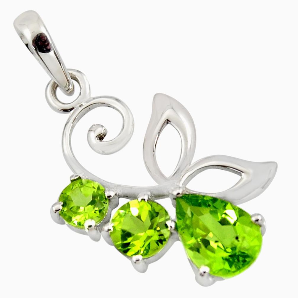 4.89cts natural green peridot 925 sterling silver pendant jewelry r7208