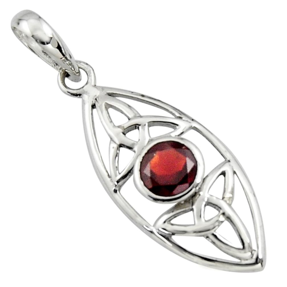 925 sterling silver 1.37cts natural red garnet round pendant jewelry r7231