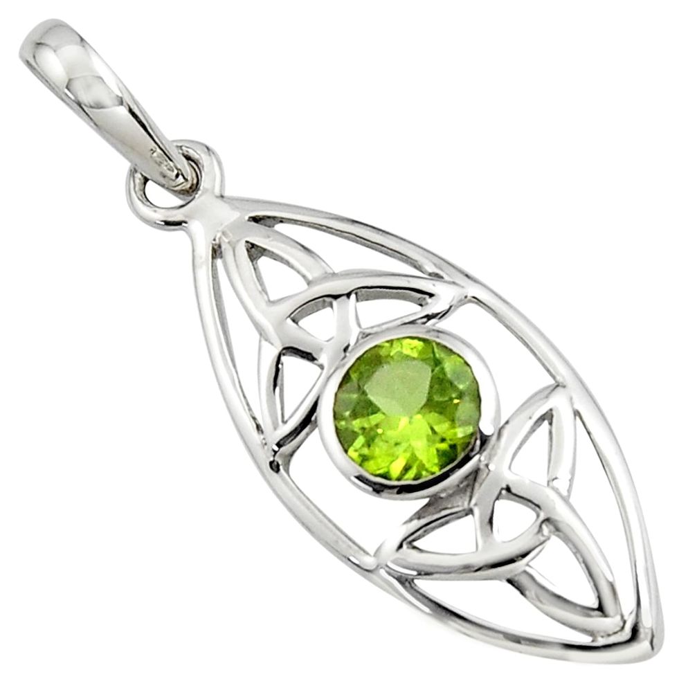 925 sterling silver 1.36cts natural green peridot pendant jewelry r7238