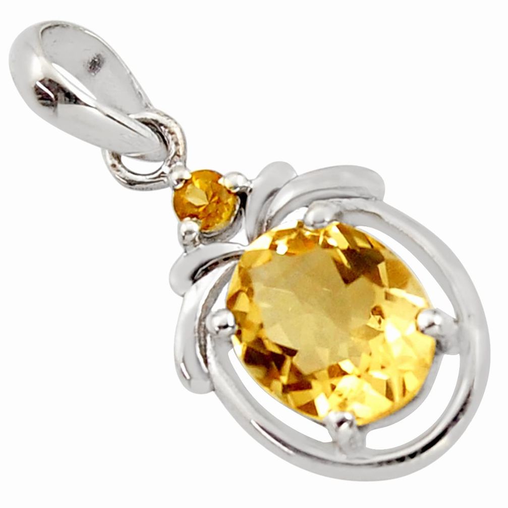 925 sterling silver 5.20cts natural yellow citrine oval pendant jewelry r7247