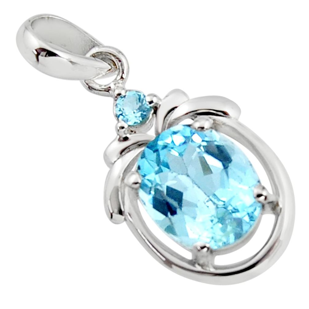 5.45cts natural blue topaz 925 sterling silver pendant jewelry r7250