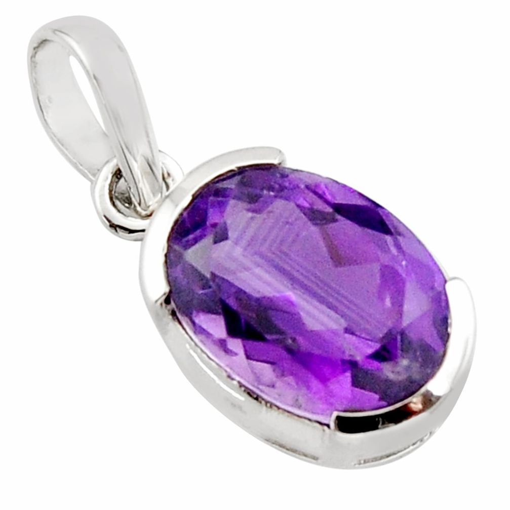 6.92cts natural purple amethyst 925 sterling silver pendant jewelry r7262