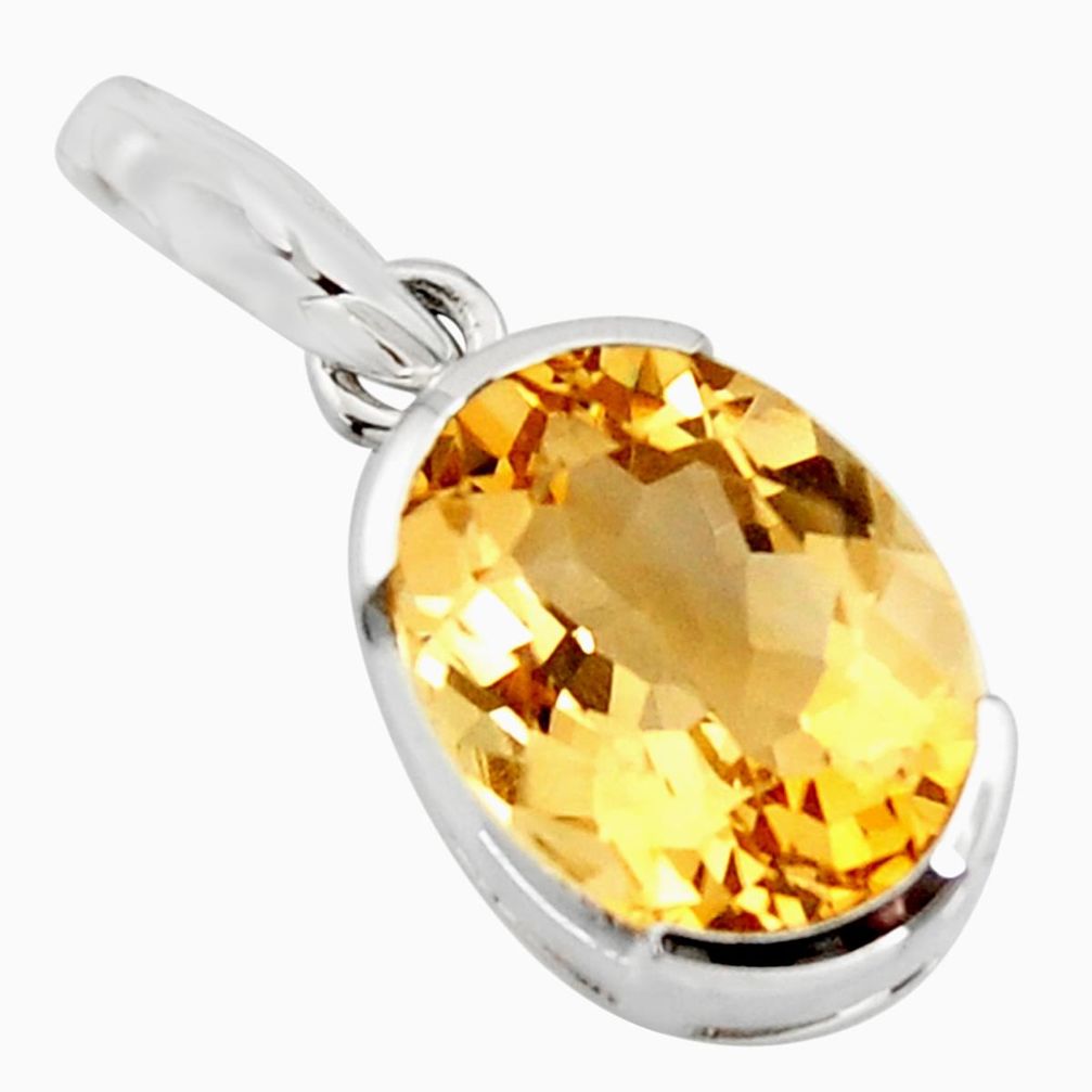 6.19cts natural yellow citrine 925 sterling silver pendant jewelry r7270
