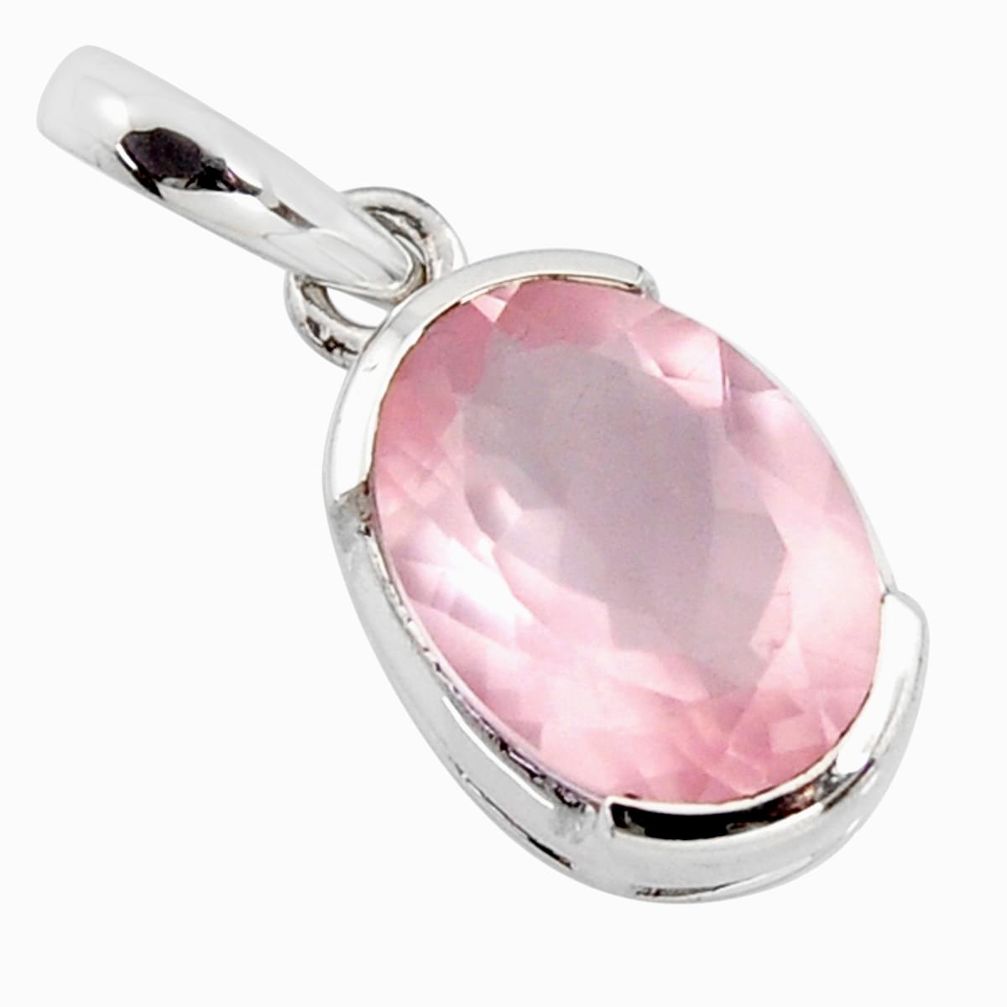 925 sterling silver 5.74cts natural pink rose quartz pendant jewelry r7271