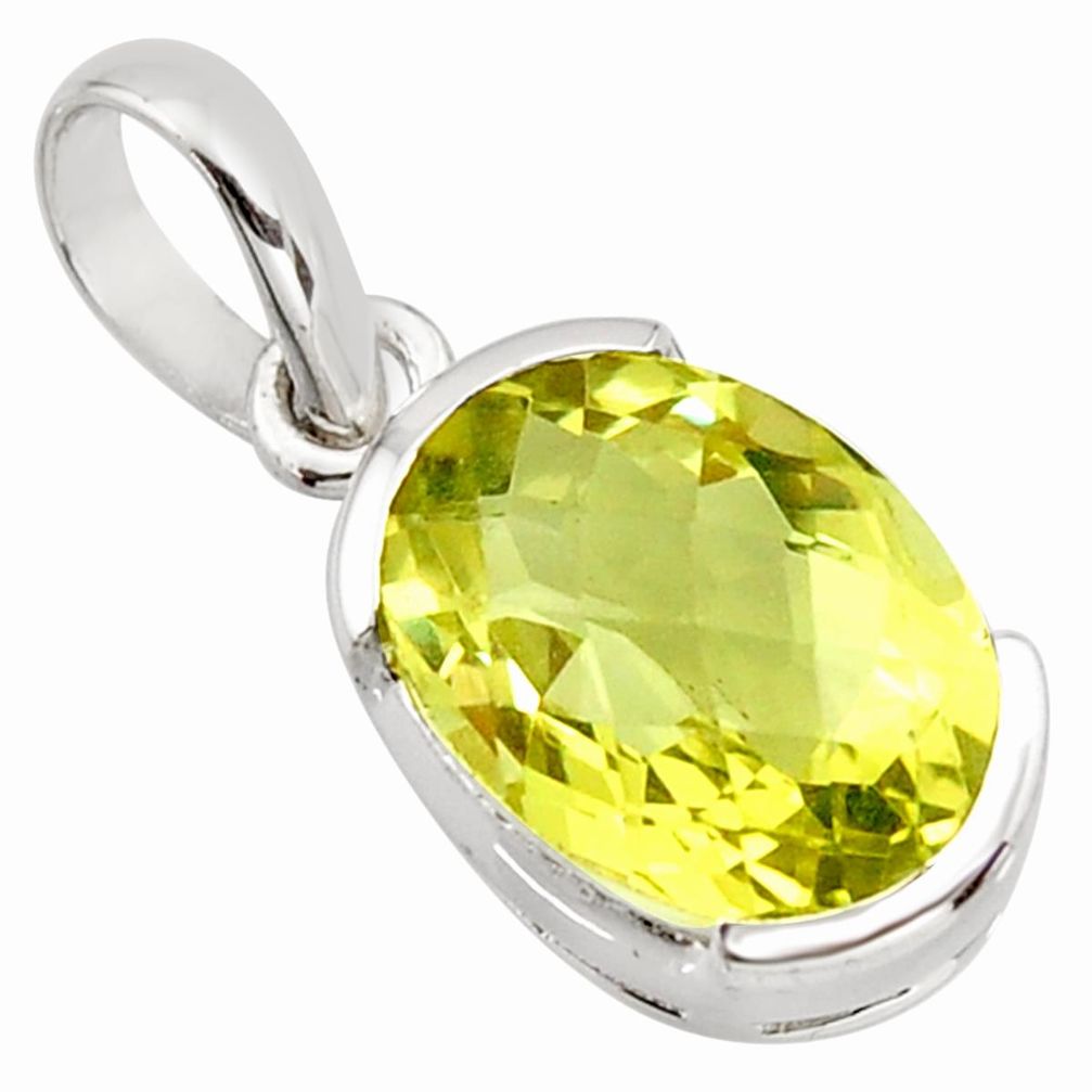 925 sterling silver 6.61cts natural lemon topaz oval pendant jewelry r7277