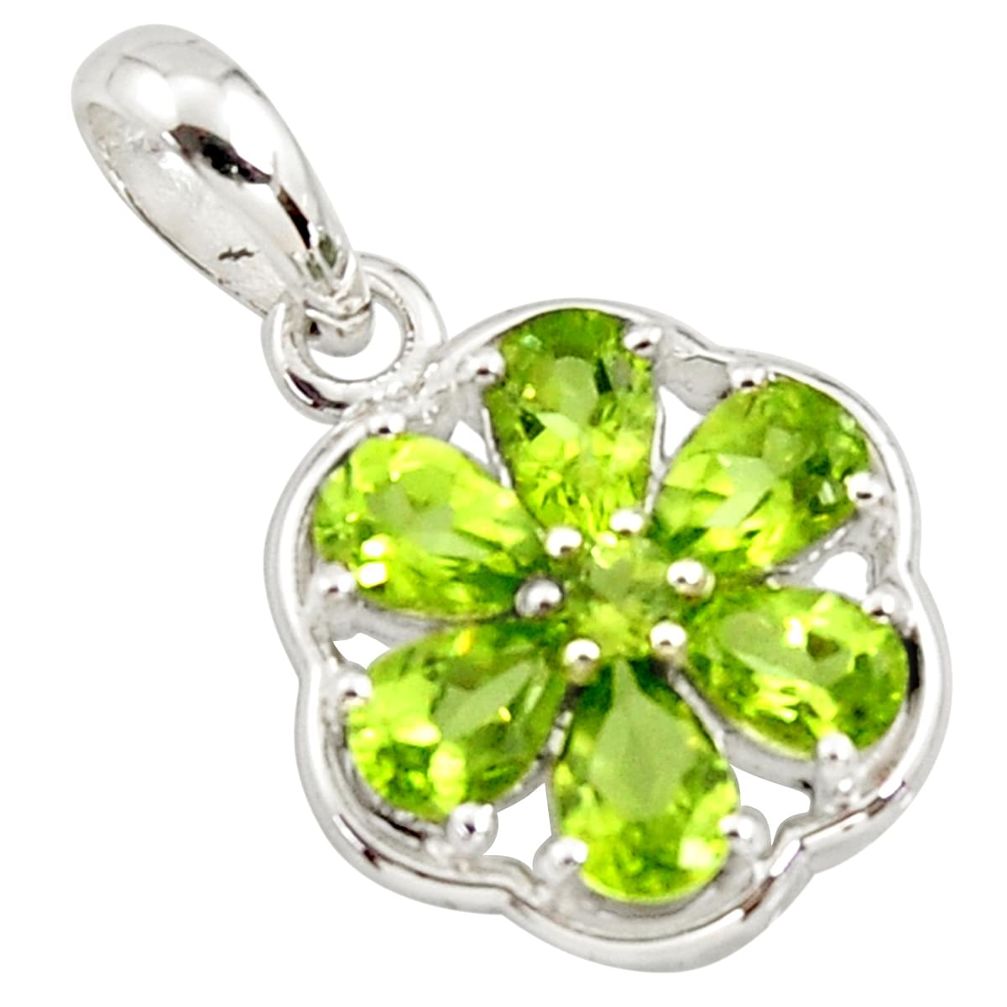 925 sterling silver 6.64cts natural green peridot pendant jewelry r7286