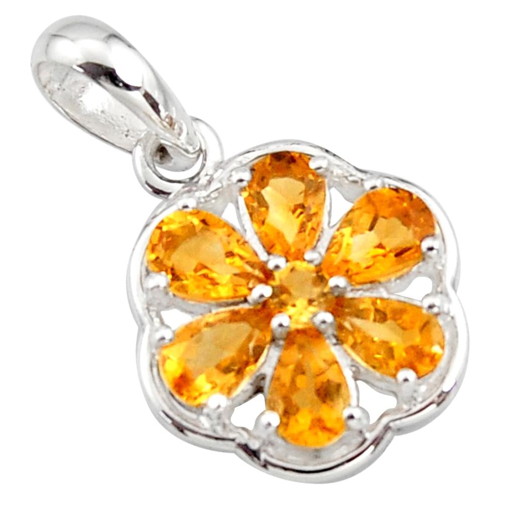 6.88cts natural yellow citrine 925 sterling silver pendant jewelry r7290