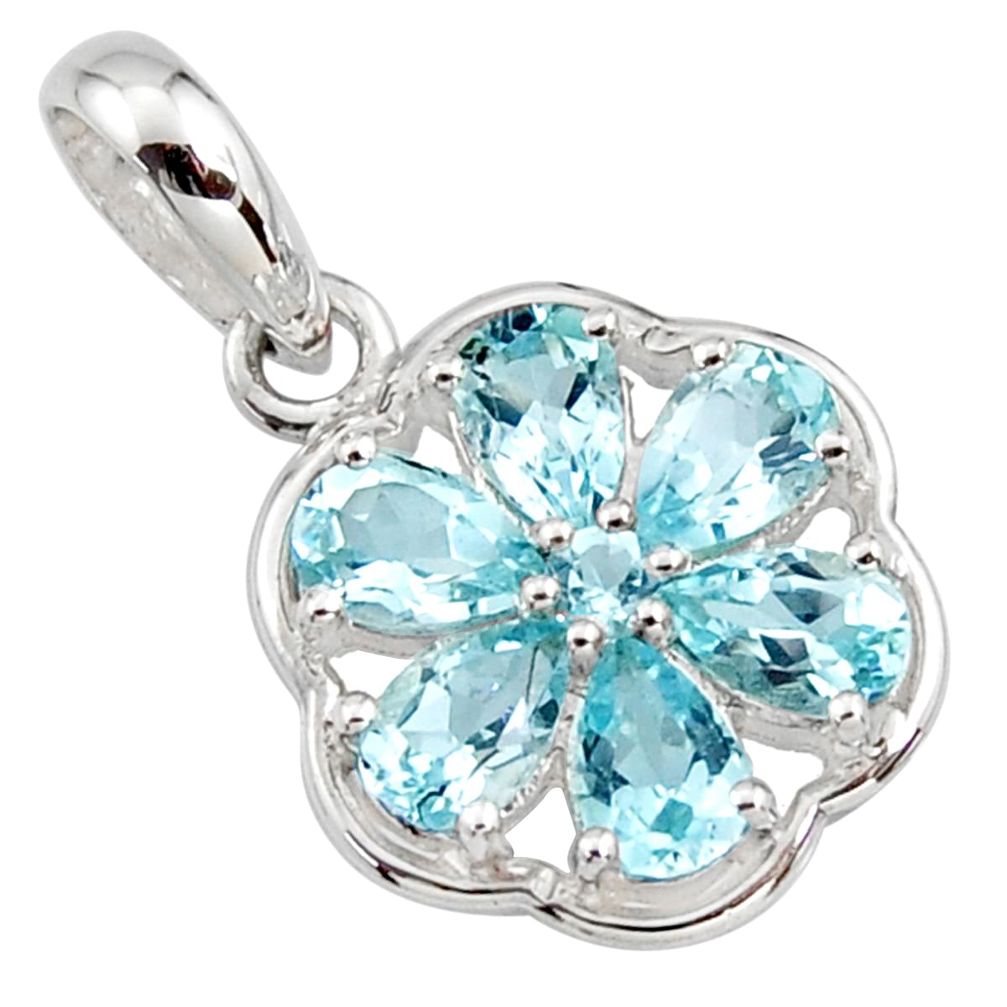 7.01cts natural blue topaz 925 sterling silver pendant jewelry r7295