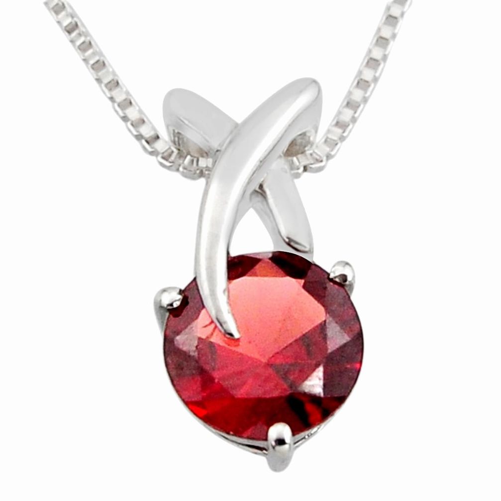 3.48cts natural red garnet 925 sterling silver 18' chain pendant jewelry r7308