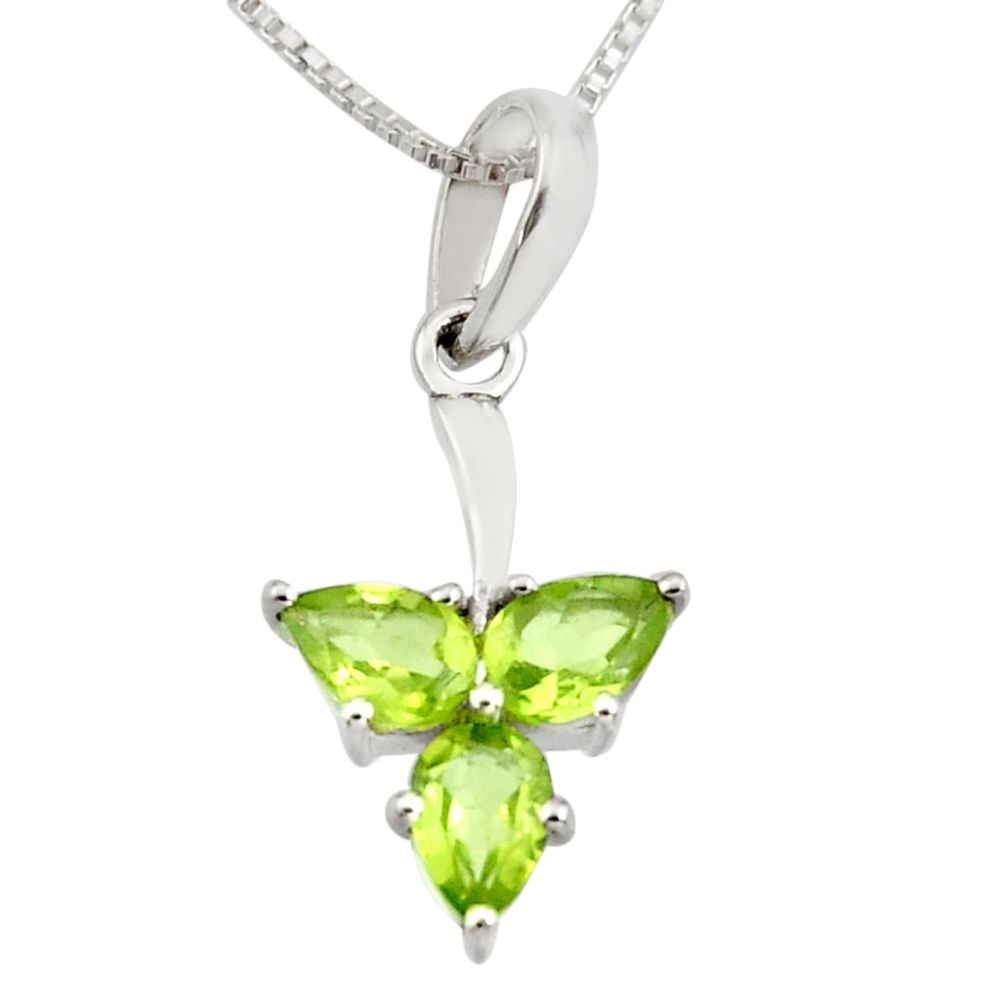 3.66cts natural green peridot 925 sterling silver 18' chain pendant r7329