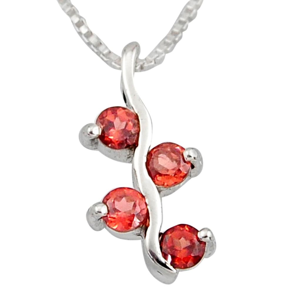 1.21cts natural red garnet 925 sterling silver 18' chain pendant jewelry r7350