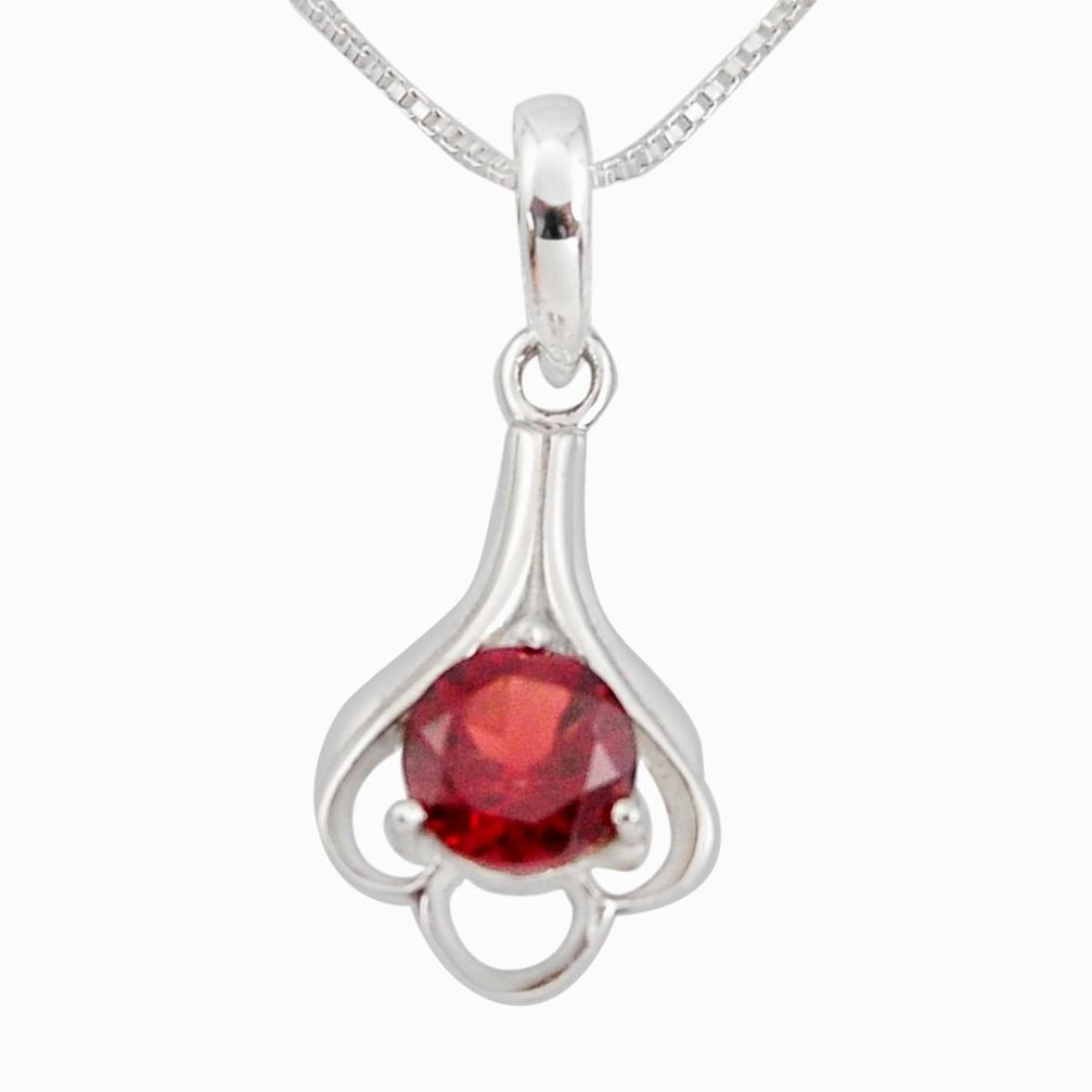 2.44cts natural red garnet 925 sterling silver 18' chain pendant jewelry r7378