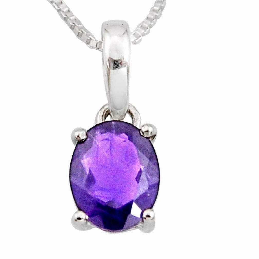 3.05cts natural purple amethyst 925 sterling silver 18' chain pendant r7381