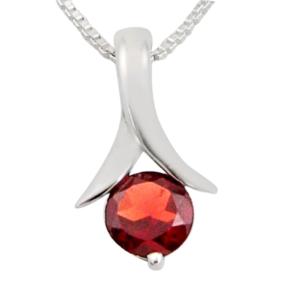 925 sterling silver 1.21cts natural red garnet 18' chain pendant jewelry r7398