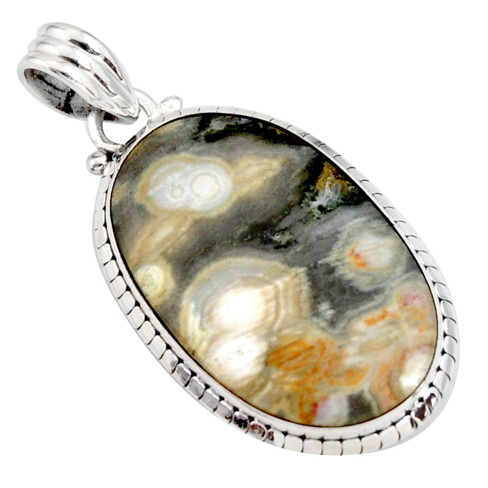 17.86cts natural multi color ocean sea jasper (madagascar) silver pendant r7867