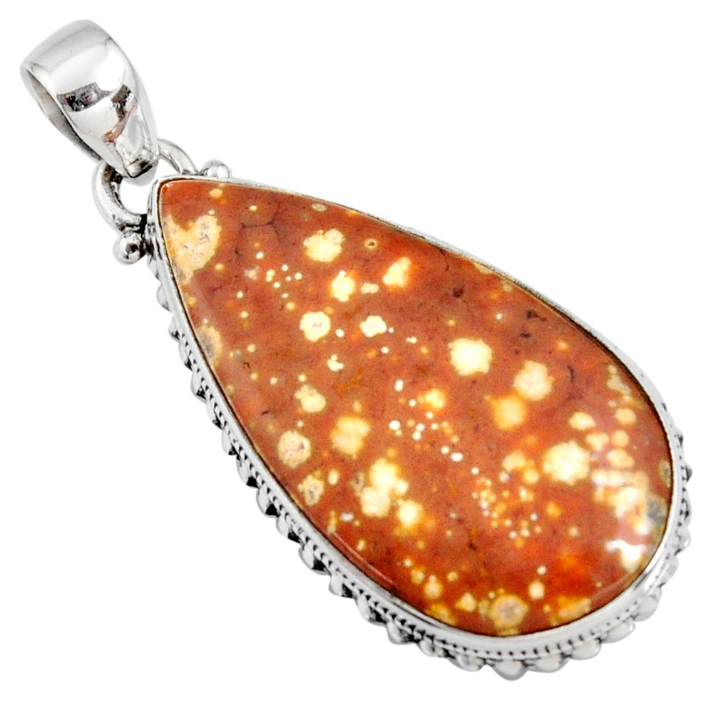 24.35cts natural multi color ocean sea jasper (madagascar) silver pendant r7879