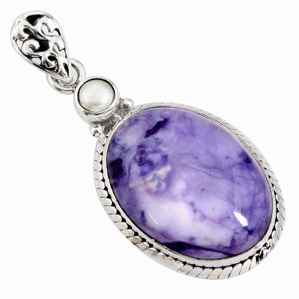 19.23cts natural purple tiffany stone pearl 925 sterling silver pendant r7923
