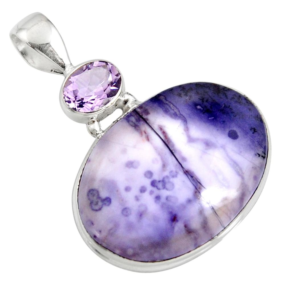 20.51cts natural purple tiffany stone amethyst 925 sterling silver pendant r7928