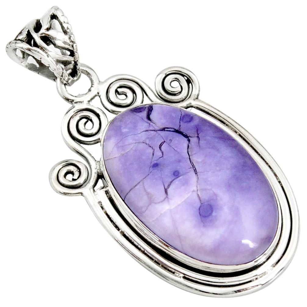17.64cts natural purple tiffany stone 925 sterling silver pendant jewelry r7930
