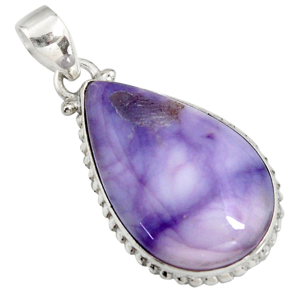 17.18cts natural purple tiffany stone 925 sterling silver pendant jewelry r7933