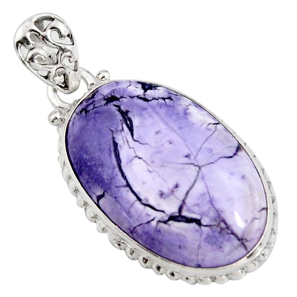 15.08cts natural purple tiffany stone 925 sterling silver pendant jewelry r7935