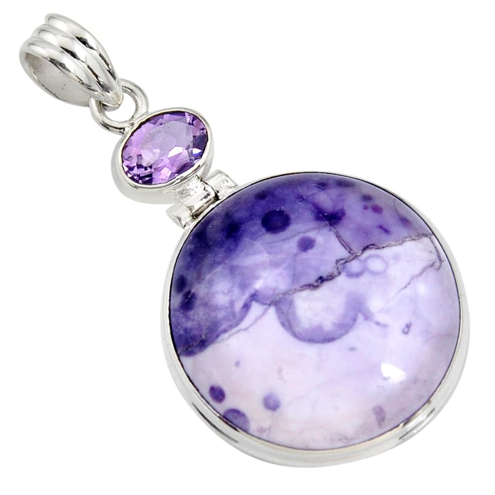 925 sterling silver 23.36cts natural purple tiffany stone amethyst pendant r7940